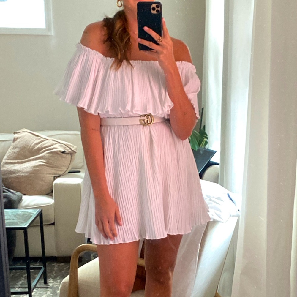 White off the shoulder Zara mini shift / tent dress